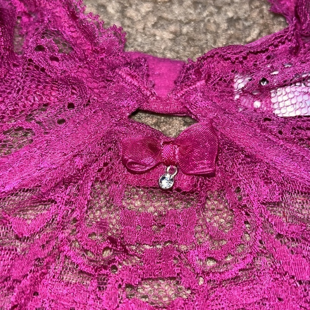 Wacoal Chrystalle Longline 3/4 Sheer Lace Underwire Bra Morello Cherry Large - Picture 7 of 11